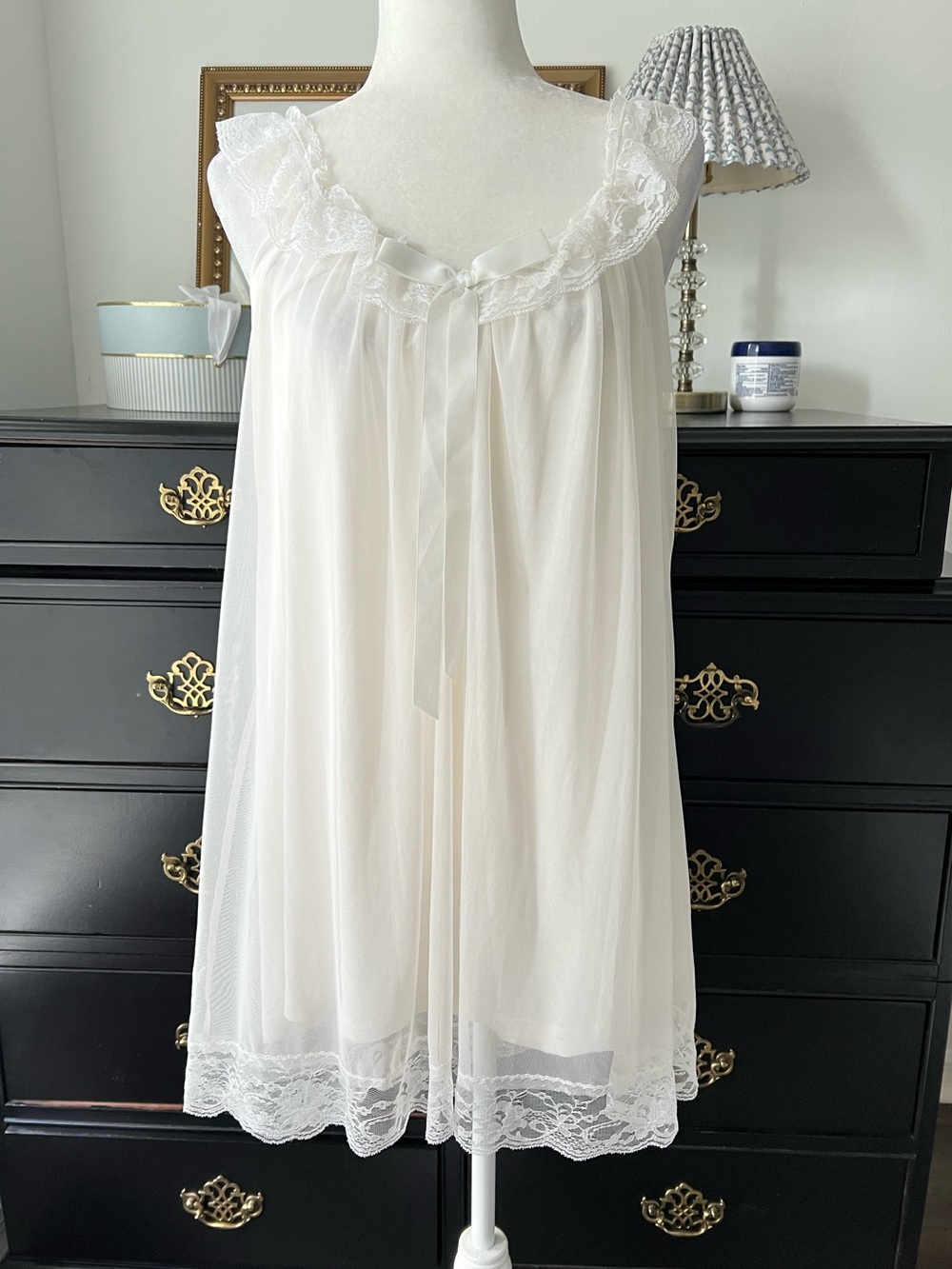 Nightgown Fully Lined - Off White 100% Viscose size S